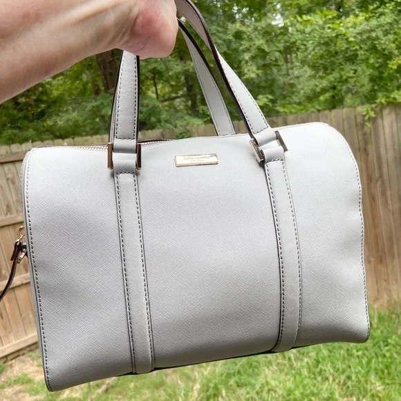 Kate Spade Light Smoke Gray Leather Structured Newbury Lane Satchel NWT - Picture 10 of 17